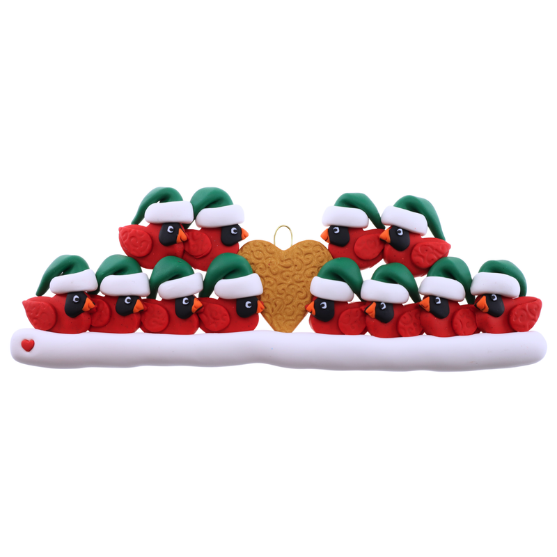 Cardinal Family of 12 Christmas Ornament