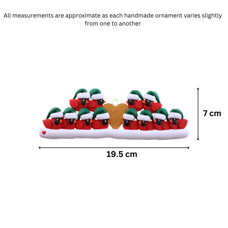 Cardinal Family of 12 Christmas Ornament