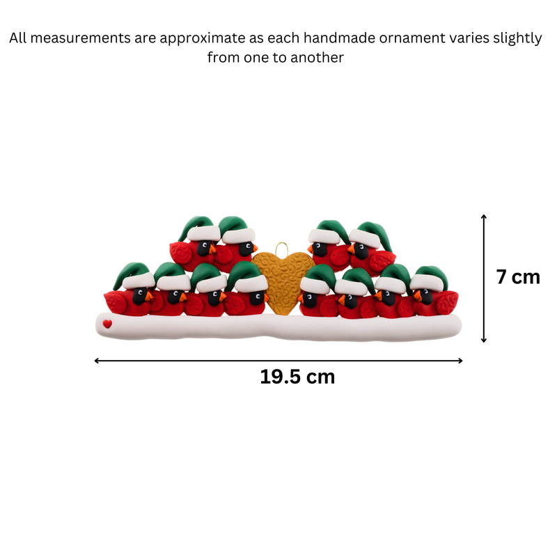 Cardinal Family of 12 Christmas Ornament