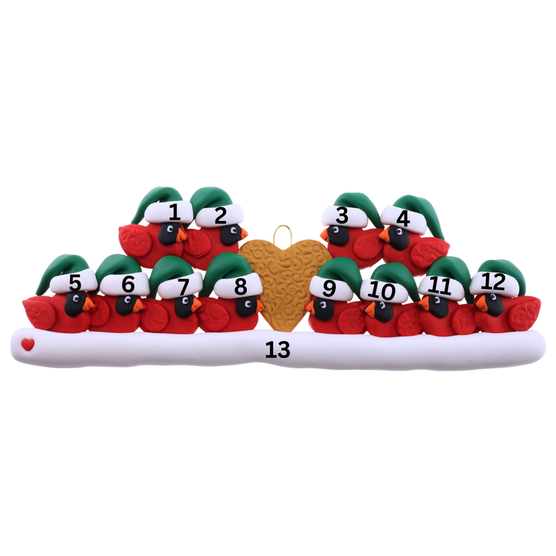 Cardinal Family of 12 Christmas Ornament