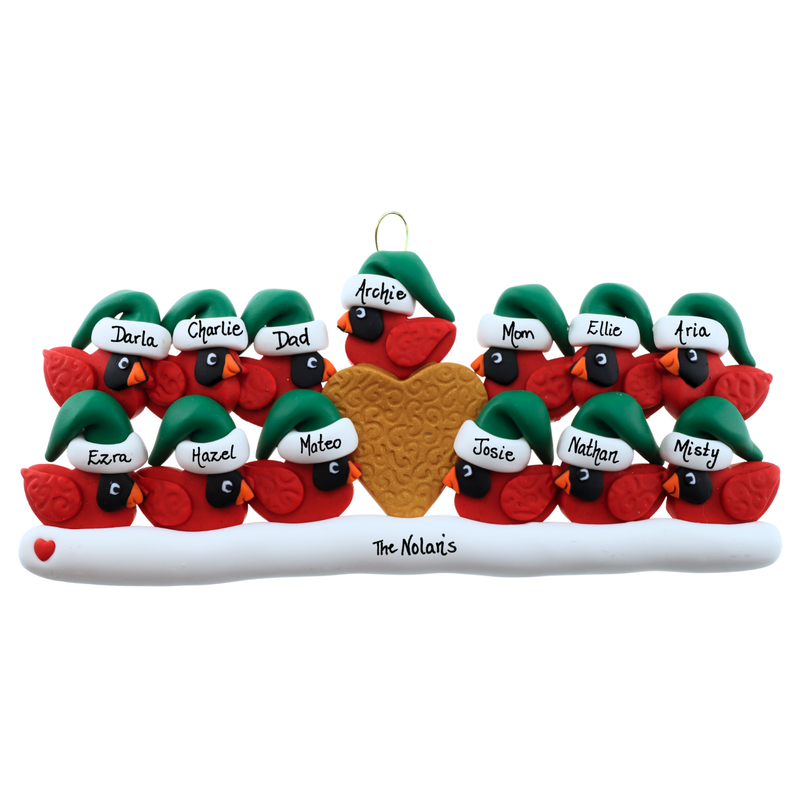 Cardinal Family of 13 Christmas Ornament