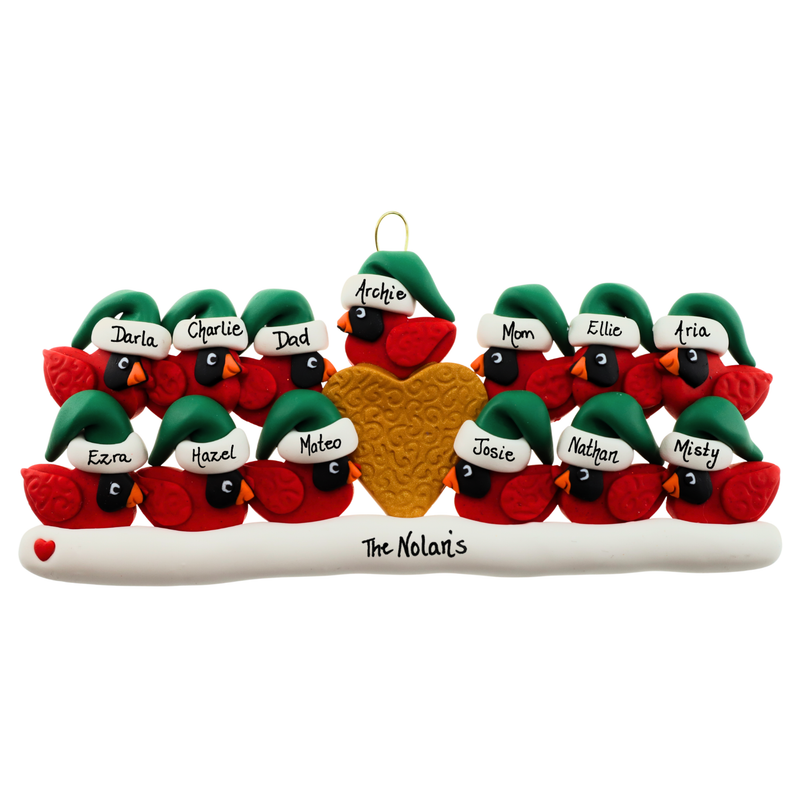 Cardinal Family of 13 Christmas Ornament