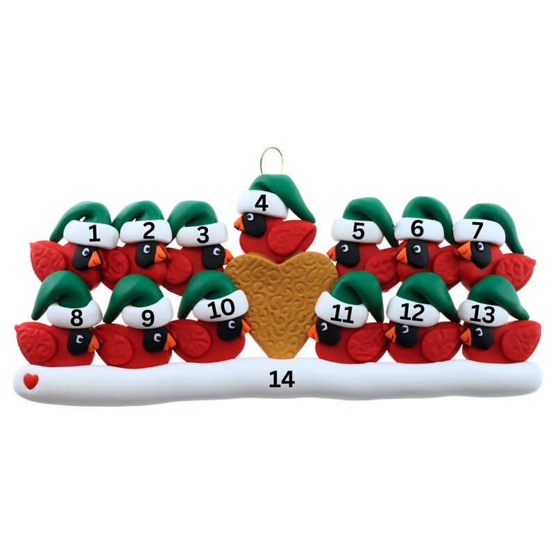 Cardinal Family of 13 Christmas Ornament