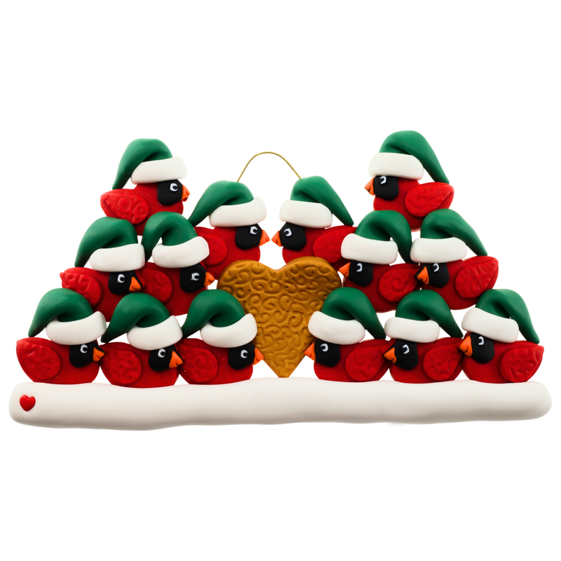 Cardinal Family of 14 Christmas Ornament