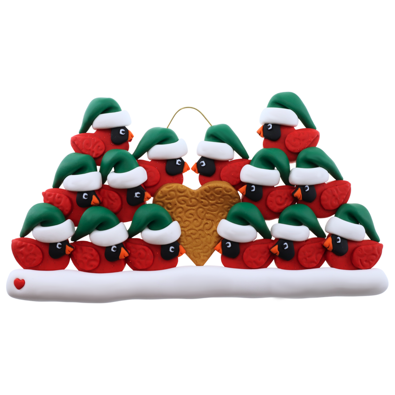 Cardinal Family of 14 Christmas Ornament