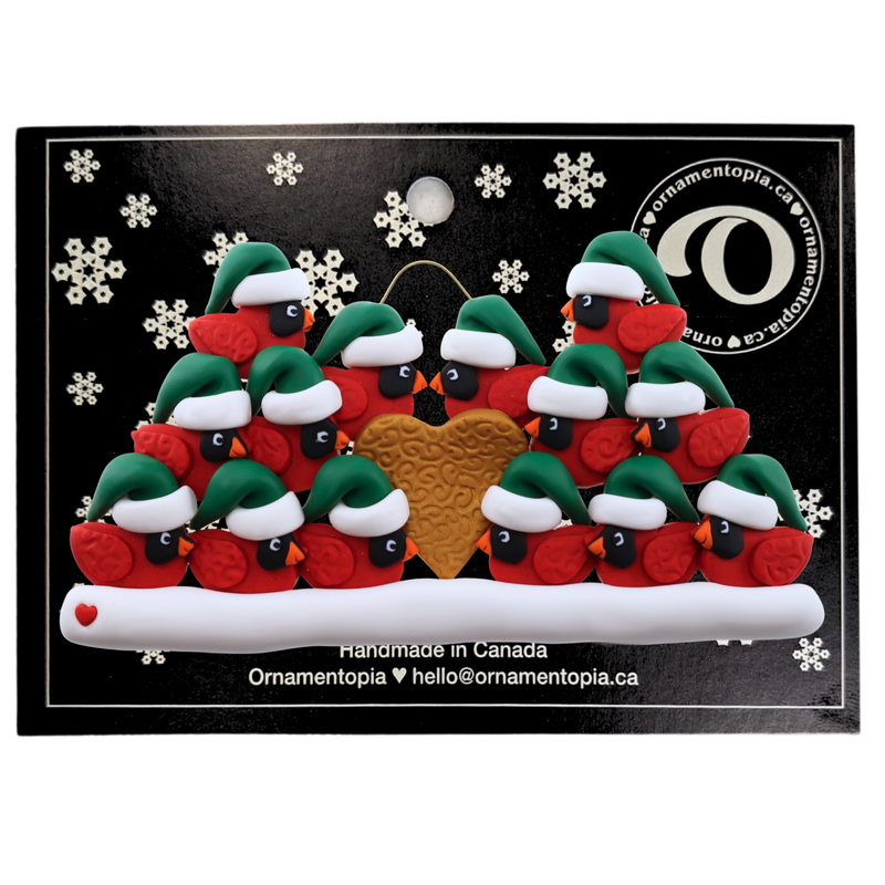 Cardinal Family of 14 Christmas Ornament