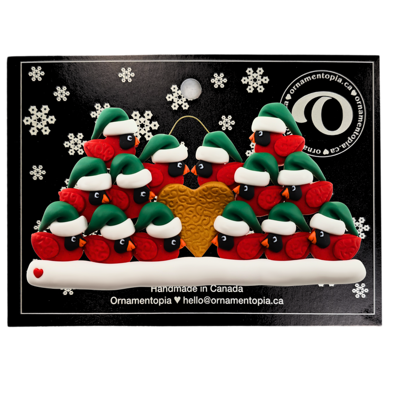Cardinal Family of 14 Christmas Ornament