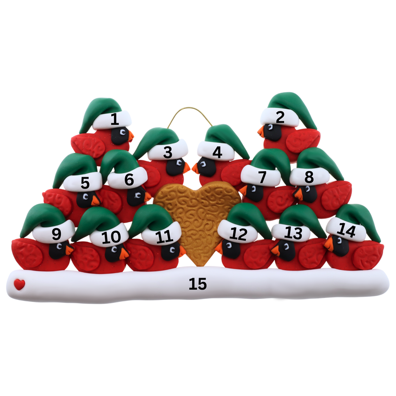 Cardinal Family of 14 Christmas Ornament