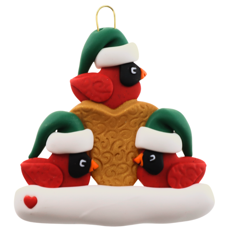 Cardinal Family of 3 Christmas Ornament
