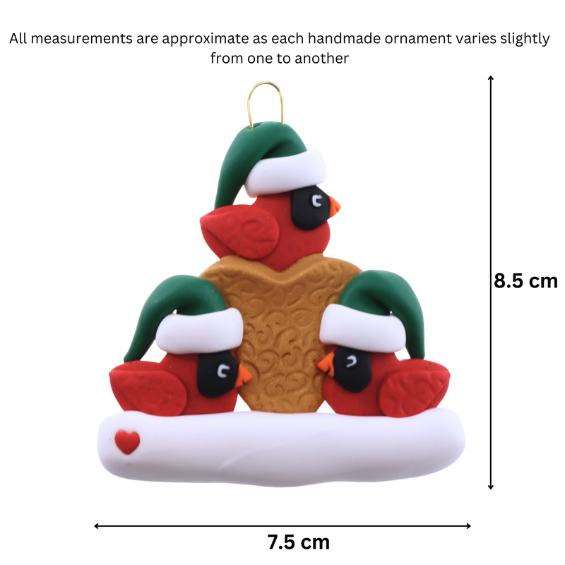 Cardinal Family of 3 Christmas Ornament