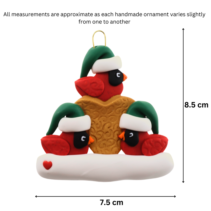 Cardinal Family of 3 Christmas Ornament