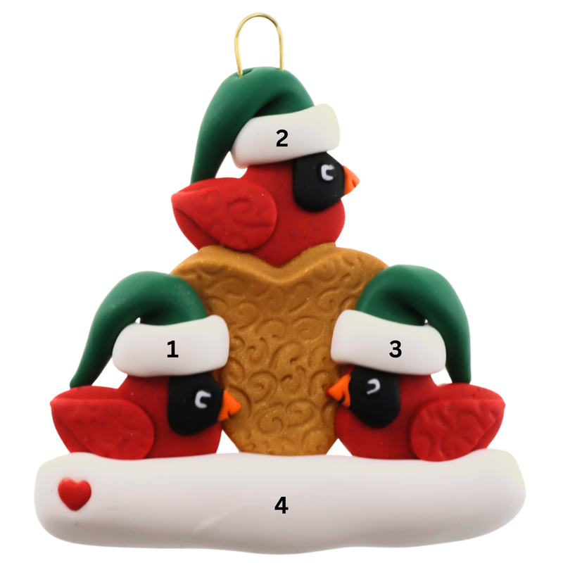 Cardinal Family of 3 Christmas Ornament