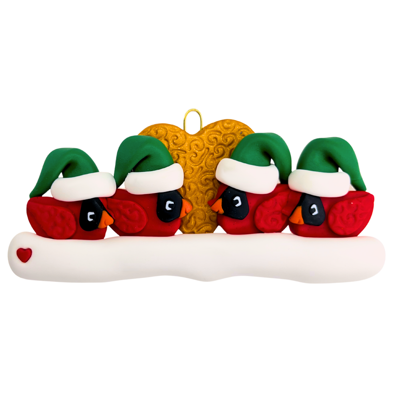 Cardinal Family of 4 Christmas Ornament