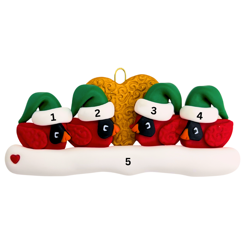 Cardinal Family of 4 Christmas Ornament