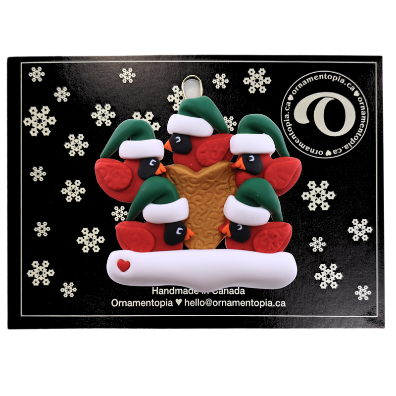 Cardinal Family of 5 Christmas Ornament