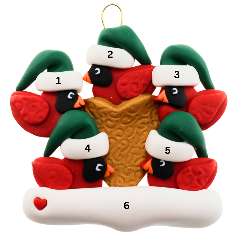 Cardinal Family of 5 Christmas Ornament