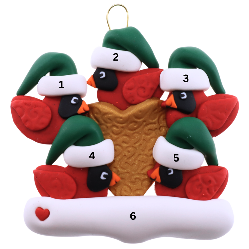 Cardinal Family of 5 Christmas Ornament