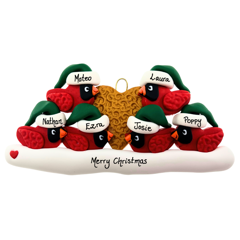 Cardinal Family of 6 Christmas Ornament