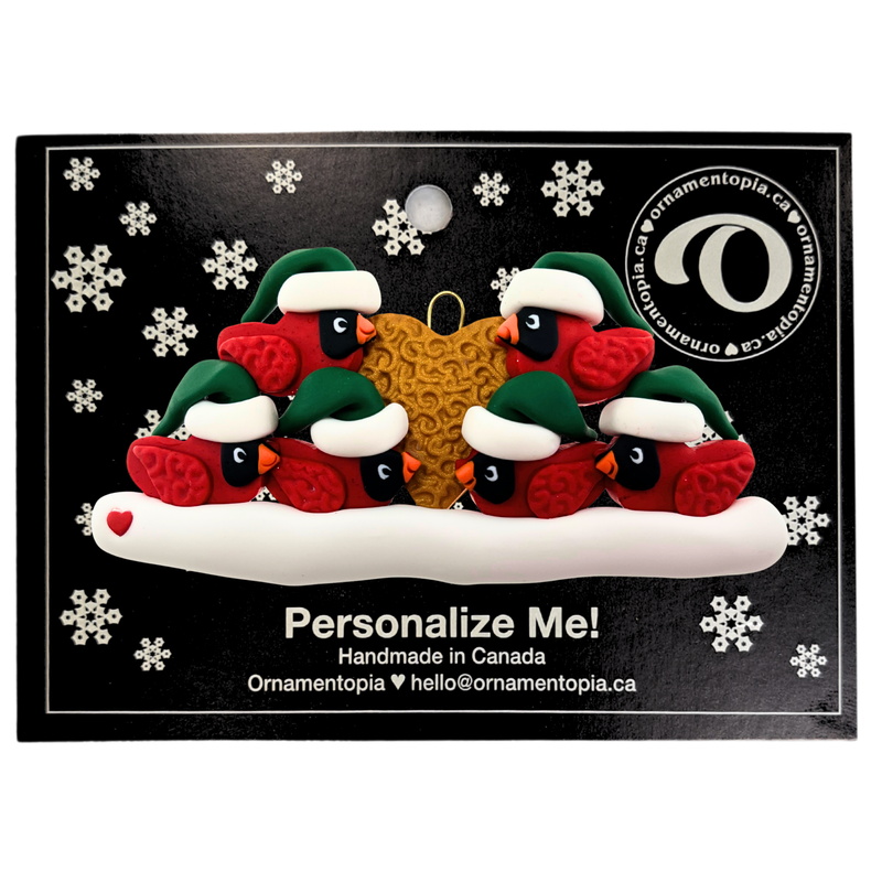 Cardinal Family of 6 Christmas Ornament