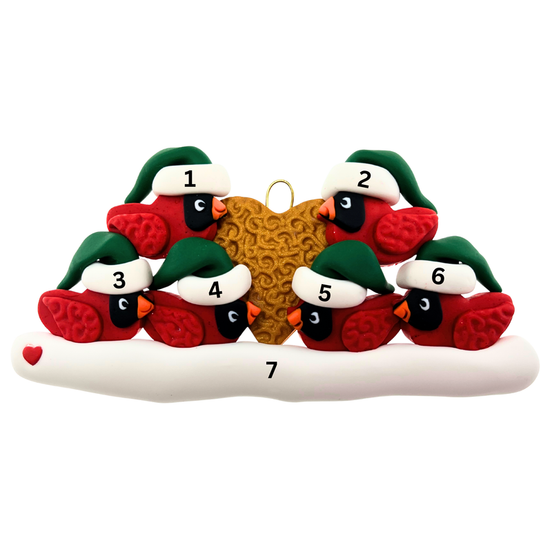 Cardinal Family of 6 Christmas Ornament