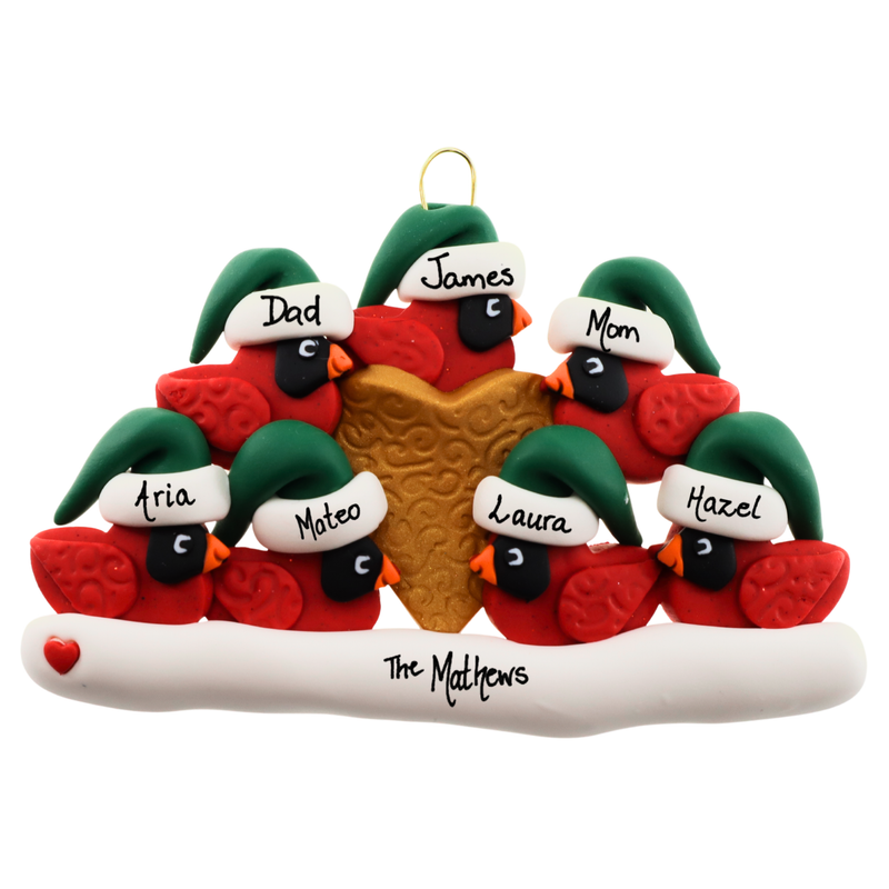 Cardinal Family of 7 Christmas Ornament