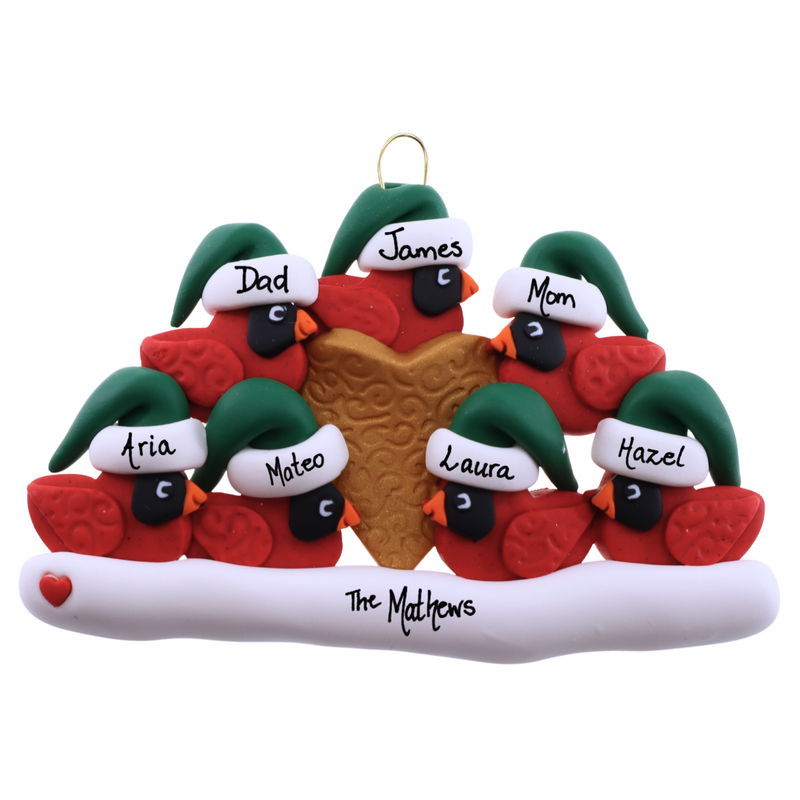 Cardinal Family of 7 Christmas Ornament