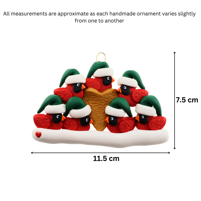 Cardinal Family of 7 Christmas Ornament