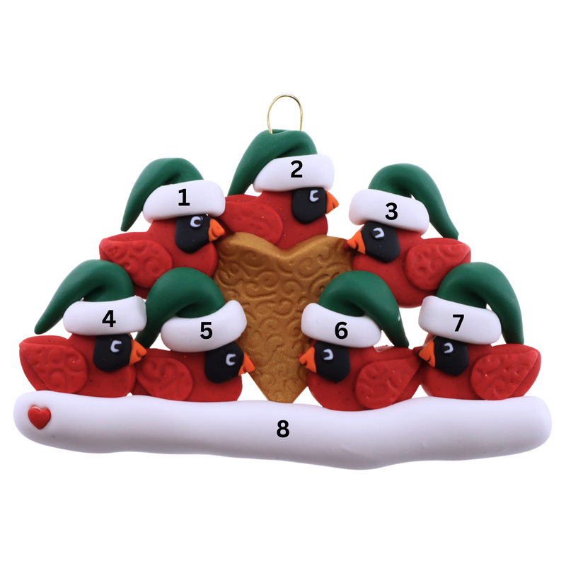 Cardinal Family of 7 Christmas Ornament