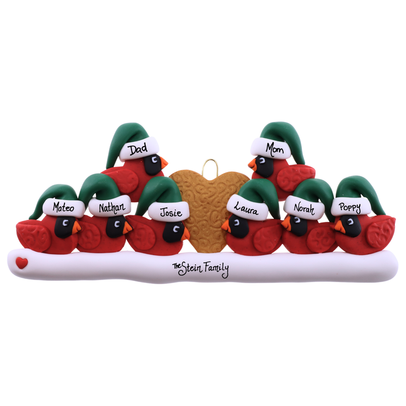 Cardinal Family of 8 Christmas Ornament