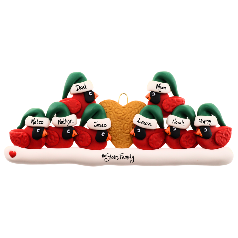 Cardinal Family of 8 Christmas Ornament