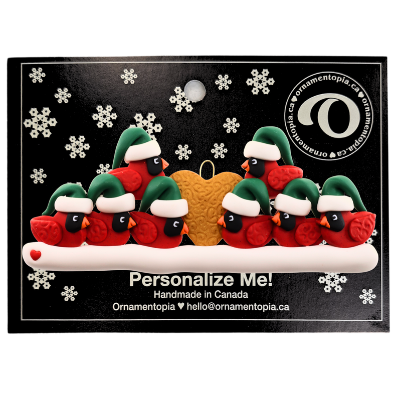 Cardinal Family of 8 Christmas Ornament