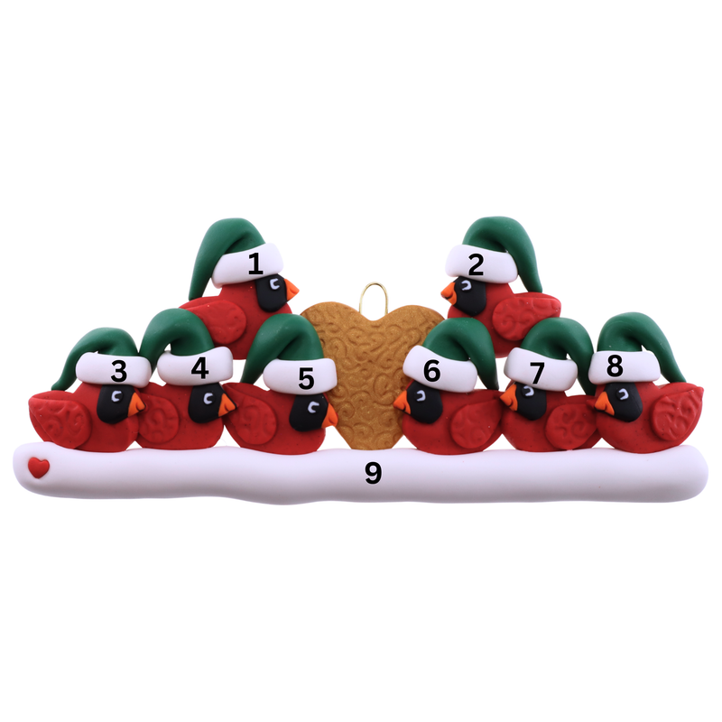 Cardinal Family of 8 Christmas Ornament