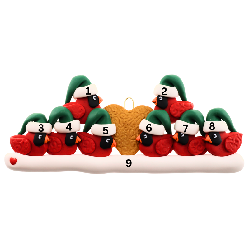 Cardinal Family of 8 Christmas Ornament