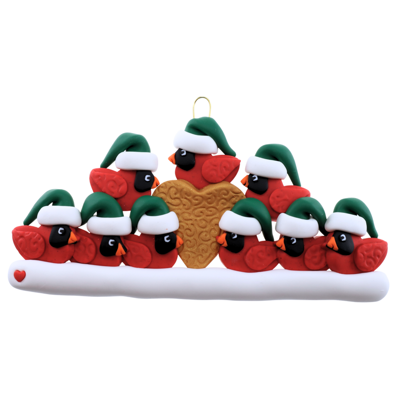 Cardinal Family of 9 Christmas Ornament