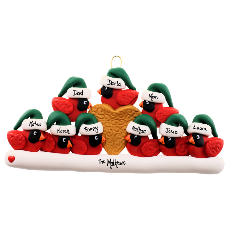 Cardinal Family of 9 Christmas Ornament