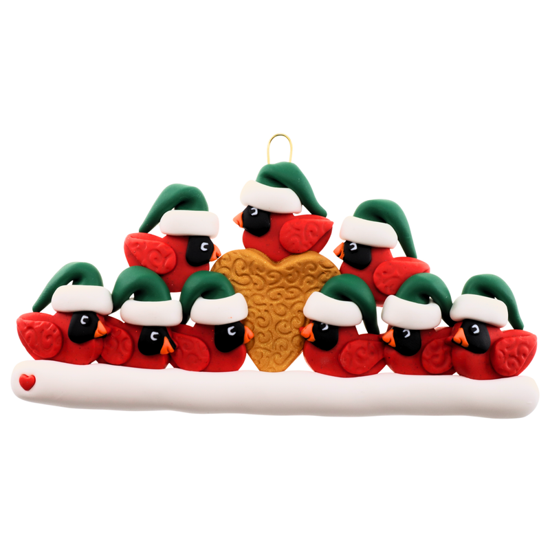 Cardinal Family of 9 Christmas Ornament