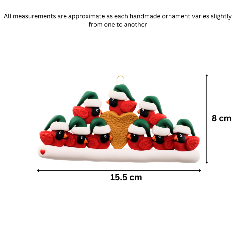 Cardinal Family of 9 Christmas Ornament