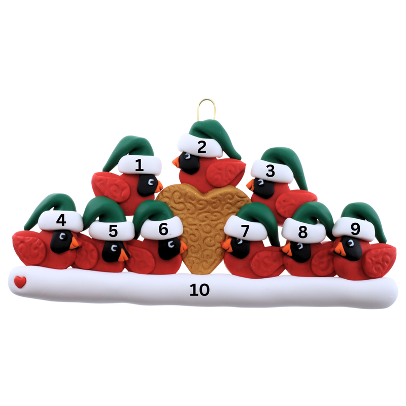 Cardinal Family of 9 Christmas Ornament