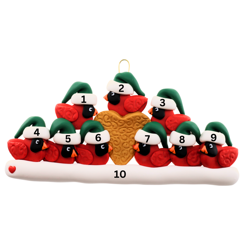 Cardinal Family of 9 Christmas Ornament