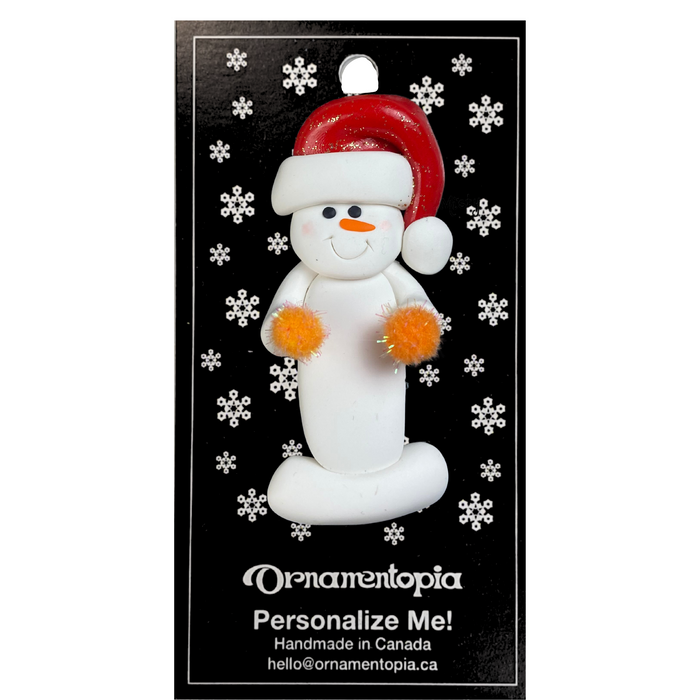 Snowman Cheerleader Orange Ornament