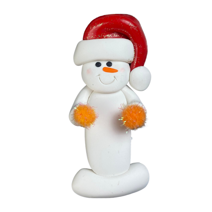 Snowman Cheerleader Orange Ornament