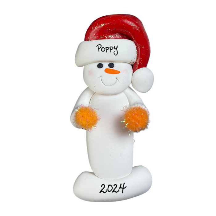 Snowman Cheerleader Orange Ornament