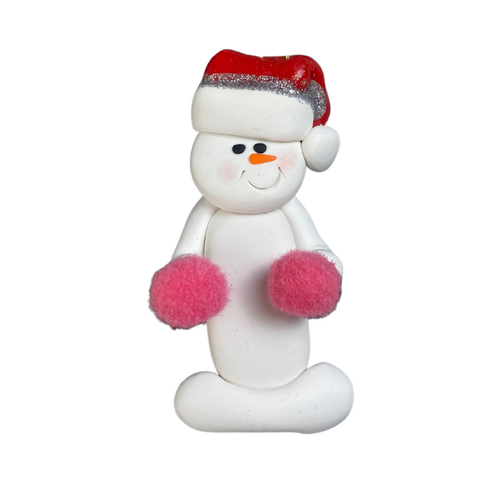 Snowman Cheerleader Pink Ornament