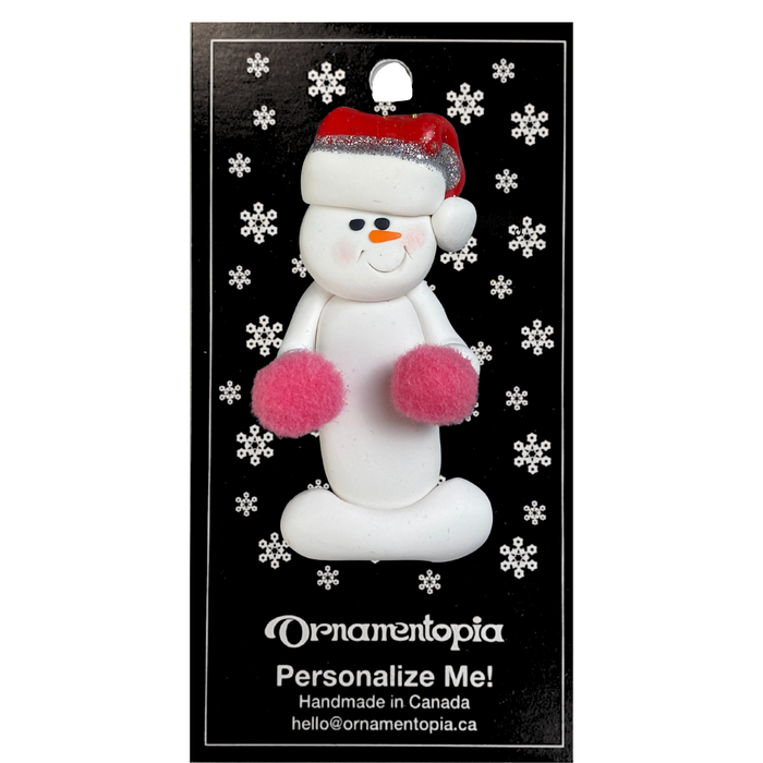 Snowman Cheerleader Pink Ornament