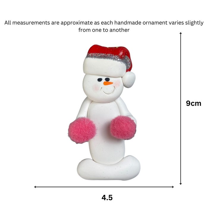 Snowman Cheerleader Pink Ornament