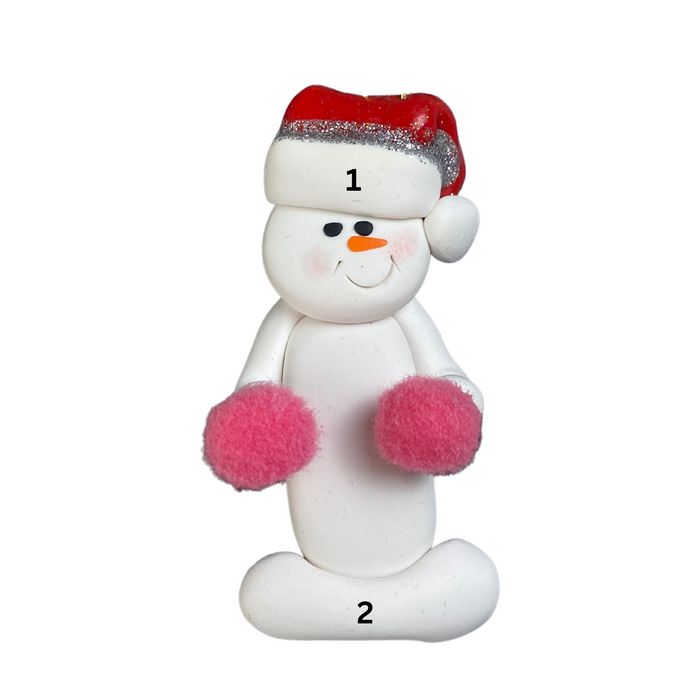 Snowman Cheerleader Pink Ornament