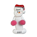 Ornament of white snowman in red hat holding pink cheerleader pom-poms, personalized with name.