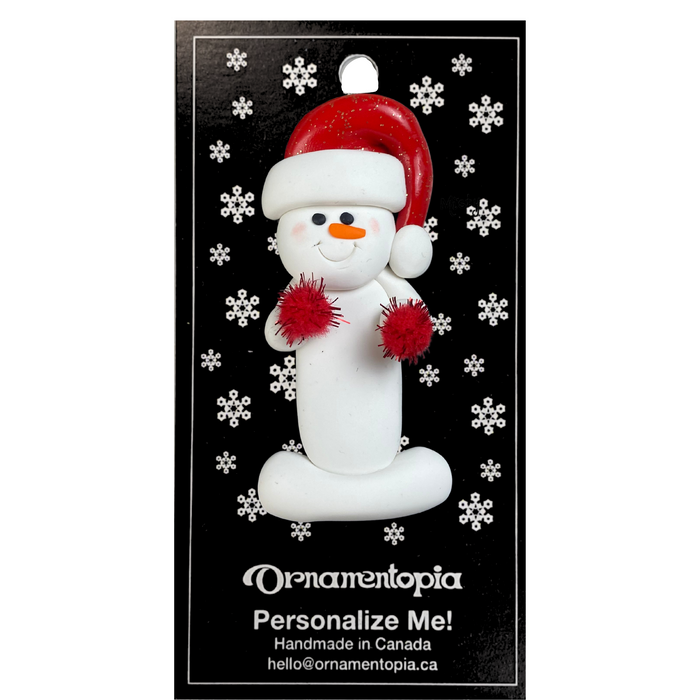 Snowman Cheerleader Red Ornament