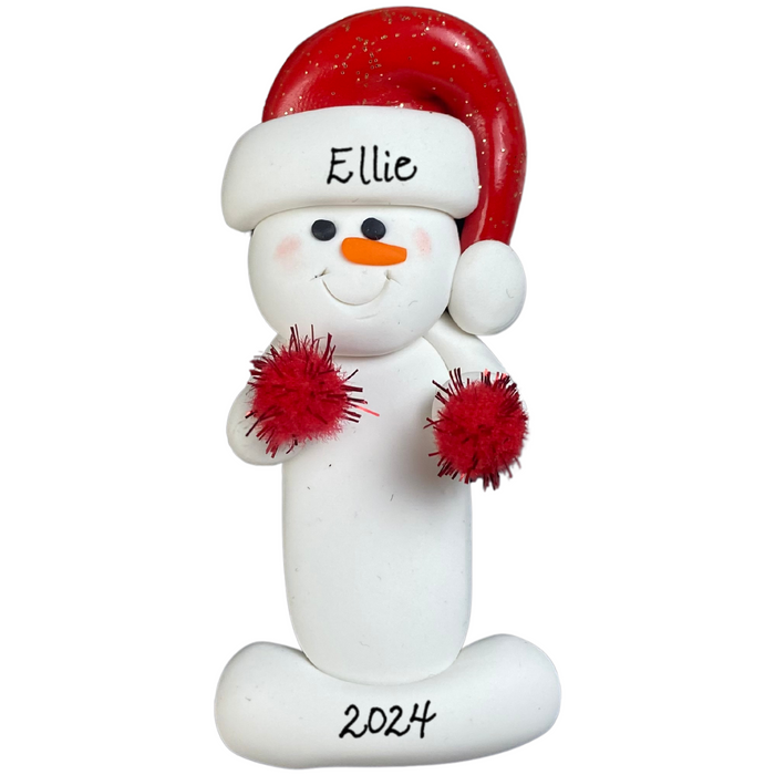 Snowman Cheerleader Red Ornament