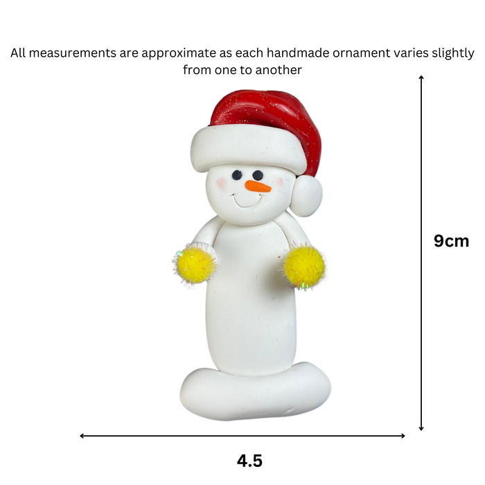 Snowman Cheerleader Yellow Ornament